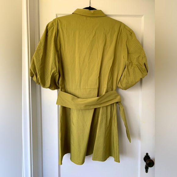 ZARA Gorgeous chartreuse balloon sleeve mini dress USXL - Picture 7 of 7
